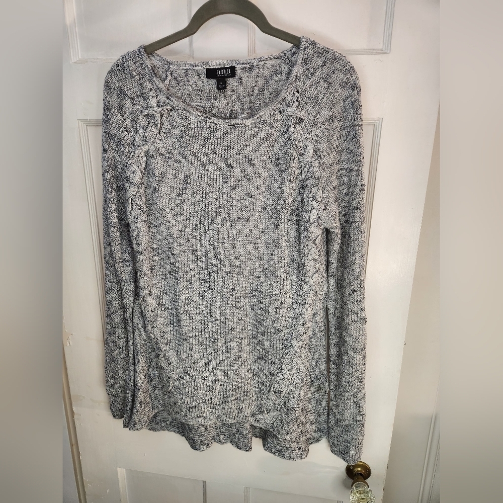 ANA A NEW APPROACH Women's Elegant Sweater Long Sleeve Round Neck Gray Size M